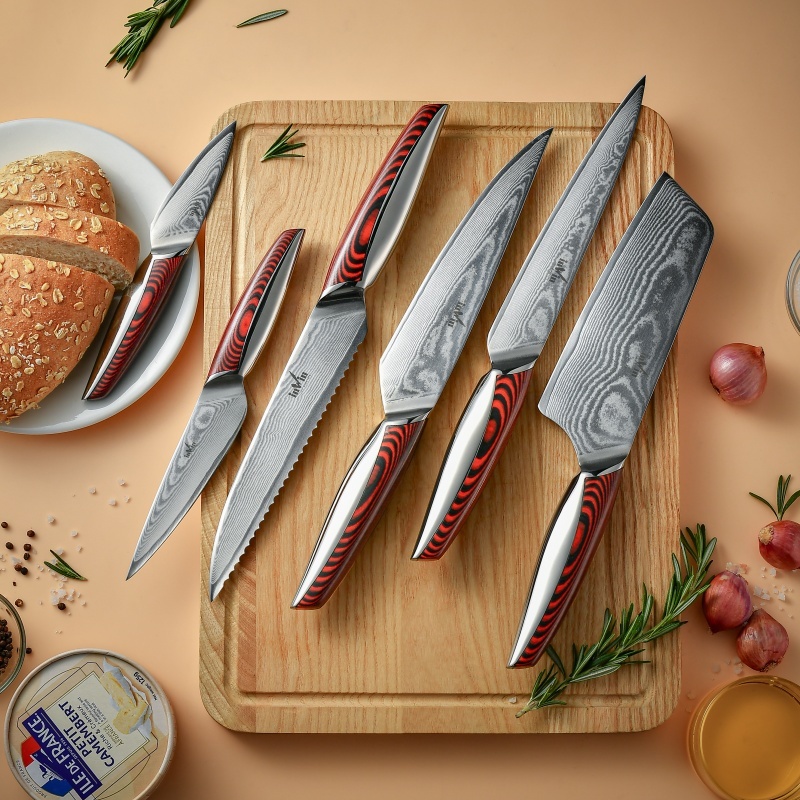 Red Resin Damascus Set