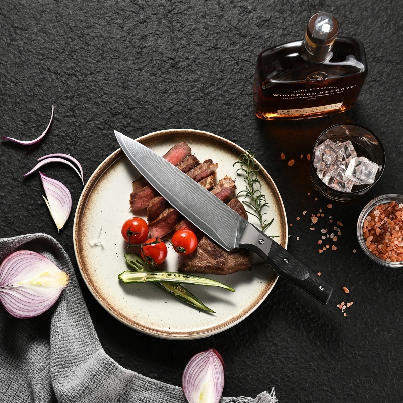 G10 Damascus Kitchen Knife — view 2