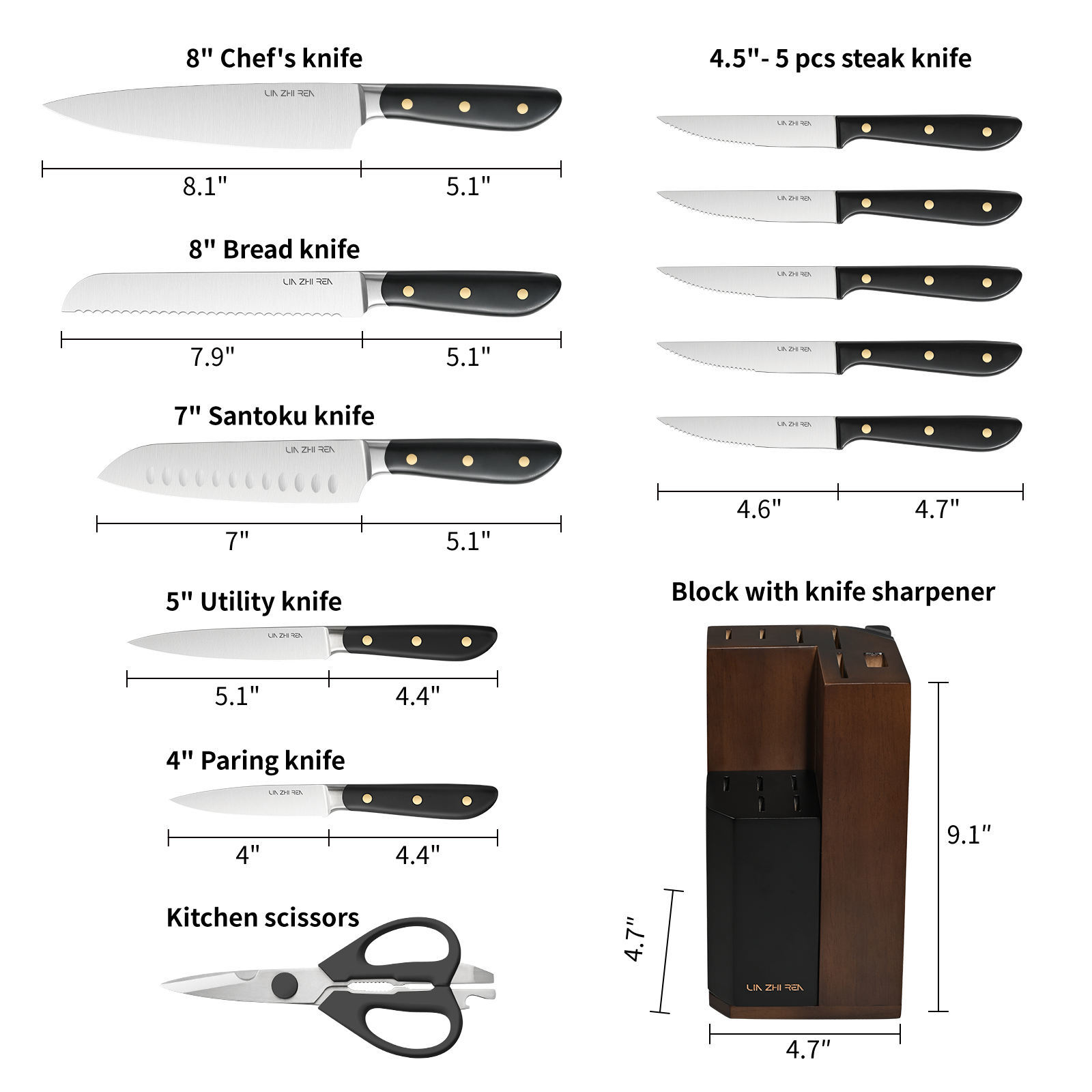 14 Pcs Kitchen Knife Set — view 2